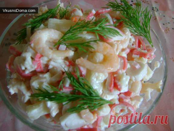 Салат из морепродуктов «Необыкновенный» / Домашние рецепты. Готовим дома вкусно!