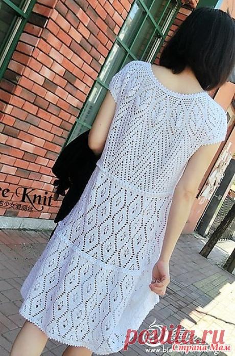Белое платье с круглой кокеткой. - Все в ажуре... (вязание крючком) - Страна Мам