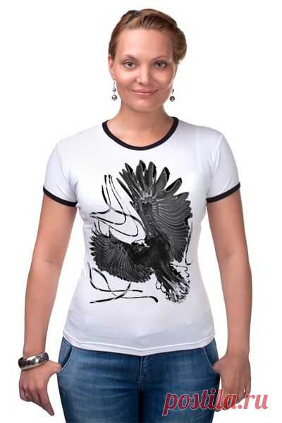 Футболка "Рингер" (Женская) "Взмах крыла" от Hatulia - Printio