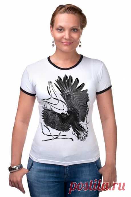 Футболка &quot;Рингер&quot; (Женская) &quot;Взмах крыла&quot; от Hatulia - Printio