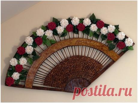 Веер из картона и бумажных трубочек