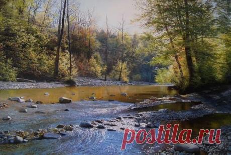 Речка Пшада,осень.. Картины художника. Красов Михаил Александрович. Художники. Картины, картинная галерея, продажа картин