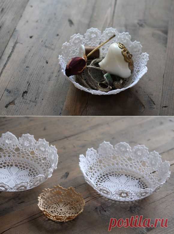 DIY кружева салфетка миску