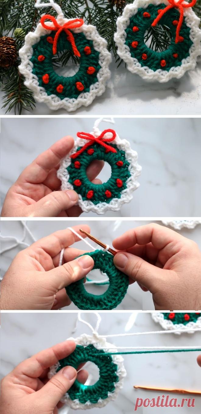 Crochet Christmas Wreath Easy Tutorial - Design Peak