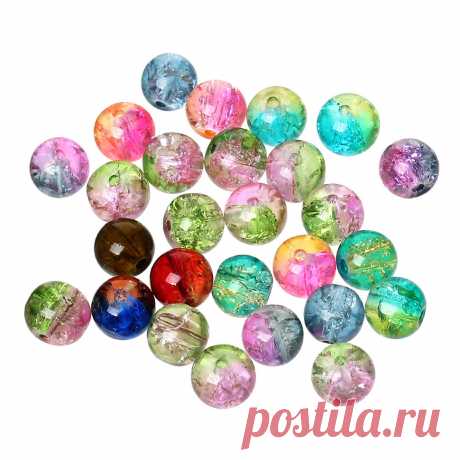 Стеклянные бусины разноцветные 8 мм. (10 бусин)