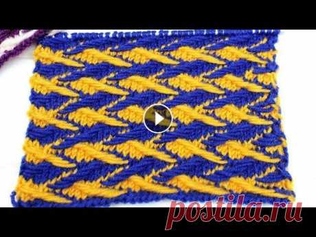 Ленивый жаккард спицами. Узор Рыбки В этом МК я покажу как вязать ленивый жаккард спицами, эта техника вязания жаккарда с протяжками по турецким мотивам. Название узора &quot;Рыбки&quot;...