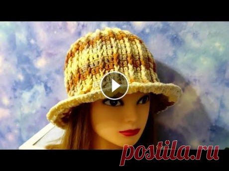 Шляпа крючком рельефными столбиками.  Шляпка для начинающих. Красивая, элегантная шляпка связана из пряжи ,,BEBE BATIK,, alize BURCUM в 100гр.-210м., крючок 4мм., расход пряжи на 56р-р. 100гр. Если Вам нравится ...