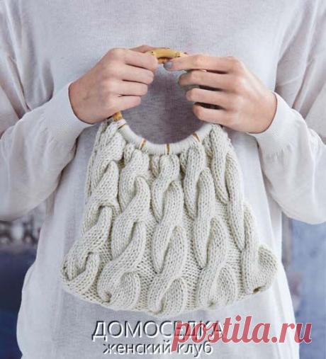 Вязаная сумка спицами | ДОМОСЕДКА