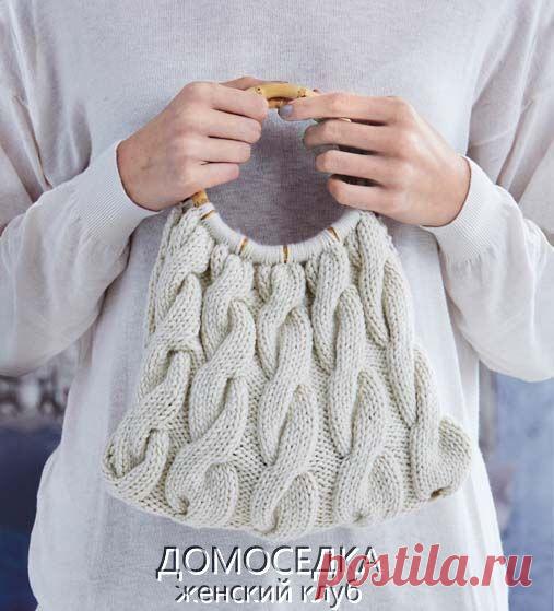 Вязаная сумка спицами | ДОМОСЕДКА