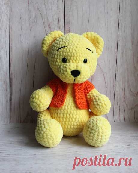 PDF Мишка Веня крючком. FREE crochet pattern; Аmigurumi animal patterns. Амигуруми схемы и описания на русском. Вязаные игрушки и поделки своими руками #amimore - большой медведь из плюшевой пряжи, медвежонок, плюшевый мишка.