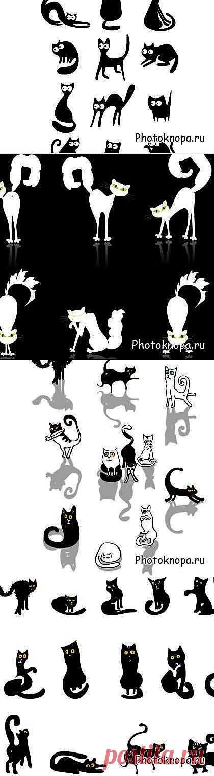 Силуэты кошек и котов в векторе » Шаблоны photoshop и Рамки для фото, клипарты векторные и растровые
