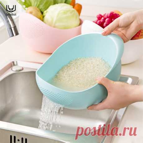 Luluhut Большие размеры кухня использования риса мыть горшок пластиковые крылом Овощи Фрукты корзина утолщаются кухня хранения чаши купить на AliExpress