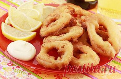 Жареные кольца кальмара в кляре - пошаговый фото рецепт приготовления
