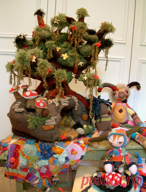 Текстильные домики и деревья