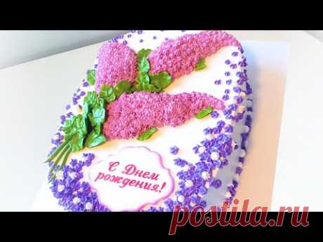 Тортик с сиренью-легко и красиво))(крем БЗК). /Cake with lilac-easy and beautiful))(protein custard)