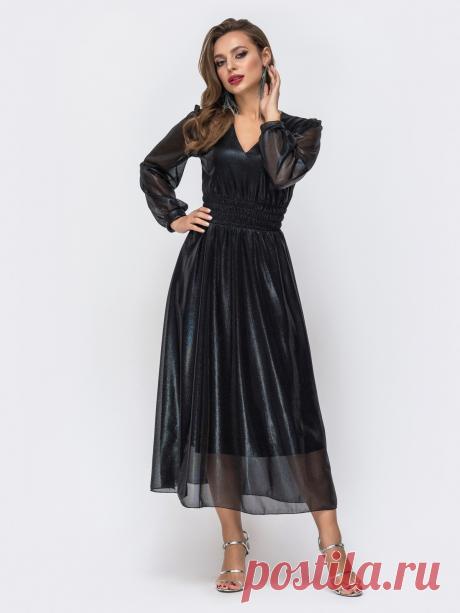 Чёрное платье с широкой резинкой по талии 42686 – купить в Киеве, Украине в розницу | цены интернет-магазина Dressa