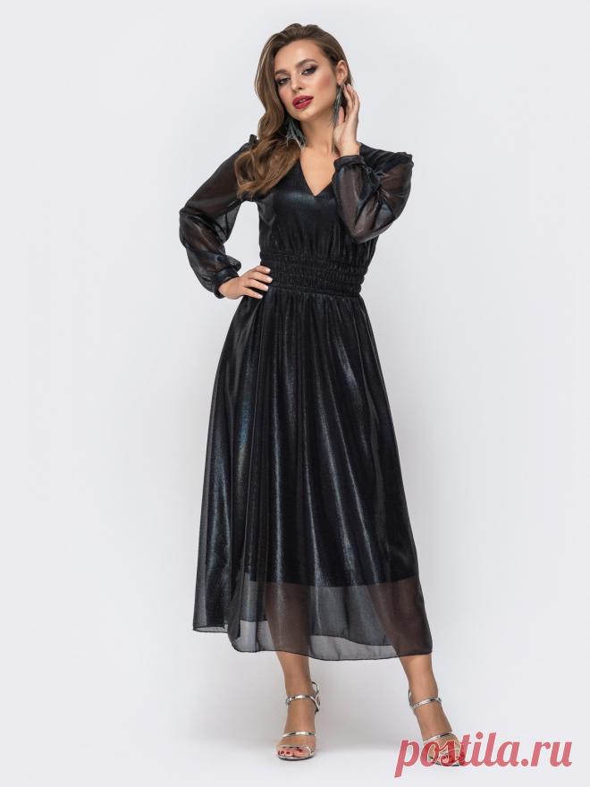 Чёрное платье с широкой резинкой по талии 42686 – купить в Киеве, Украине в розницу | цены интернет-магазина Dressa