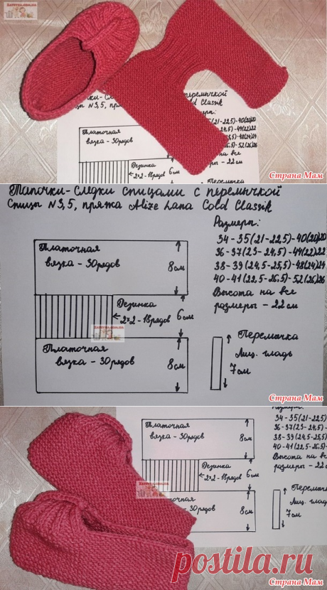 Тапочки-следки с перемычкой - Вязание - Страна Мам