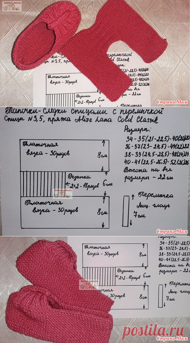 Тапочки-следки с перемычкой - Вязание - Страна Мам