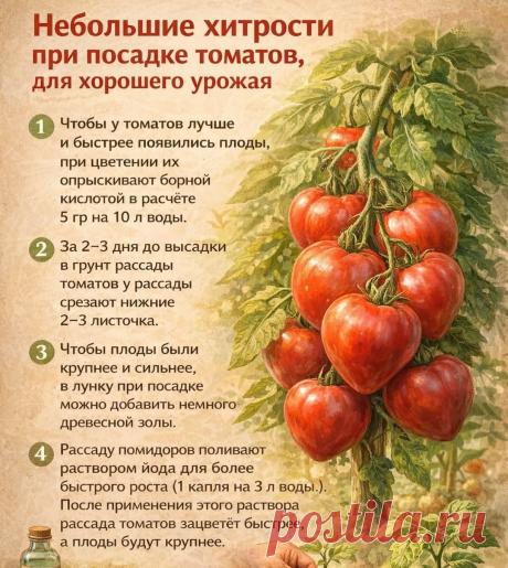 Небольшие хитрости при посадке томатов, для хорошего урожая