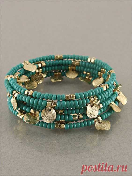 Turquoise & Gold Bangle Bracelet by StringofLove on Etsy, $25.00 | bling