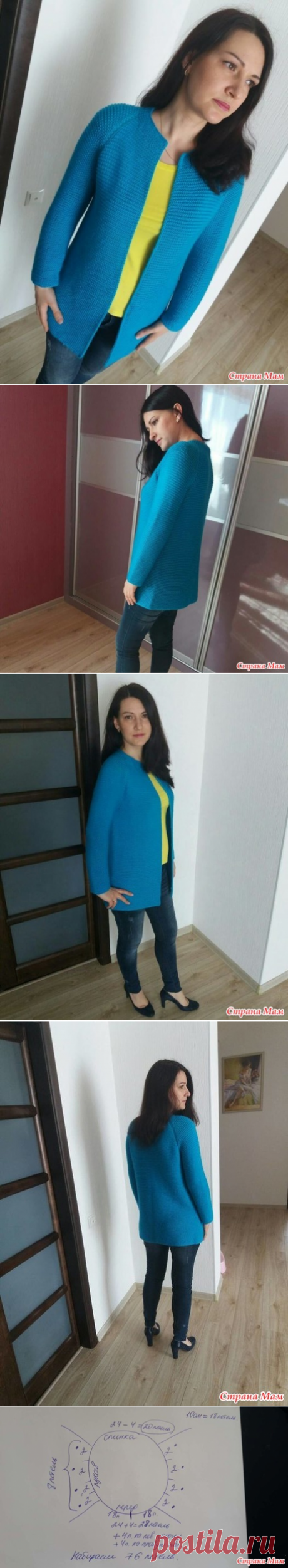 Бирюзовый кардиган с описанием. Для конкурса "Парные танцы! Приглашаю дам!" - Хенд-Мейд | HANDMADE - Страна Мам