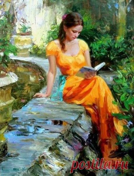 Да, в женщине, как в книге, мудрость есть.
Понять способен смысл её великий,
Лишь грамотный. И не сердись на книгу,
Коль, неуч, не сумел её прочесть.

© Омар Хаям

Картина: Владимир Волегов