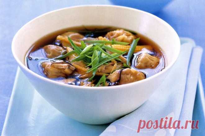 Ginger and soy broth with dim sims