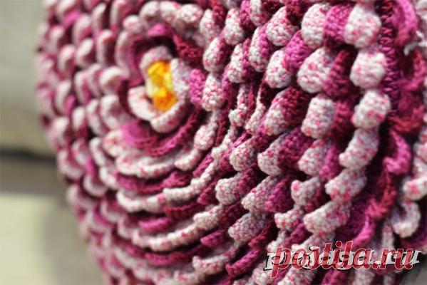 Цветочная подушка крючком
