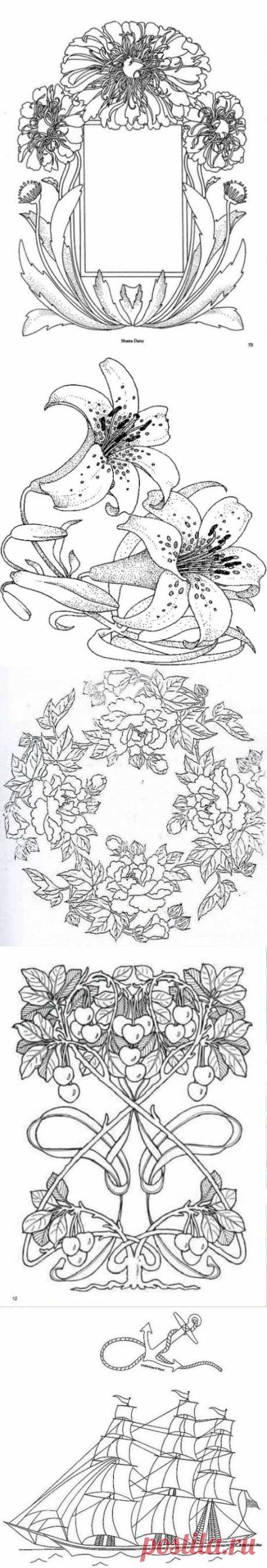 Рисунки для батика, росписи, витражей..а также вышивки