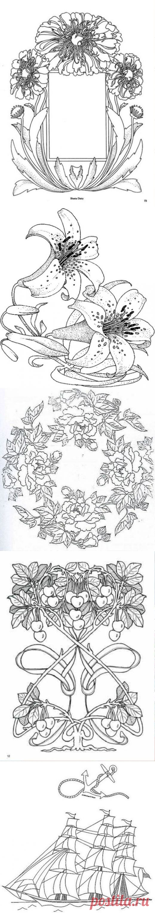 Рисунки для батика, росписи, витражей..а также вышивки