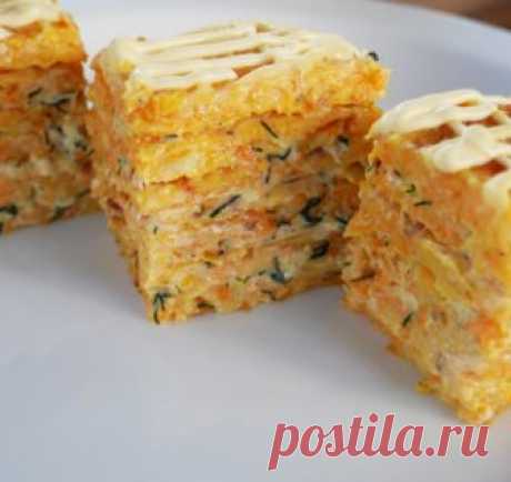 Вкуснейшая бюджетная закуска на праздничный стол! Закусочный тыквенный торт.