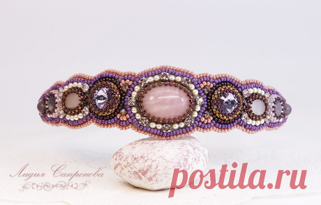 Ободок с розовым кварцом и жемчугом Элегантный | biser.info - всё о бисере и бисерном творчестве