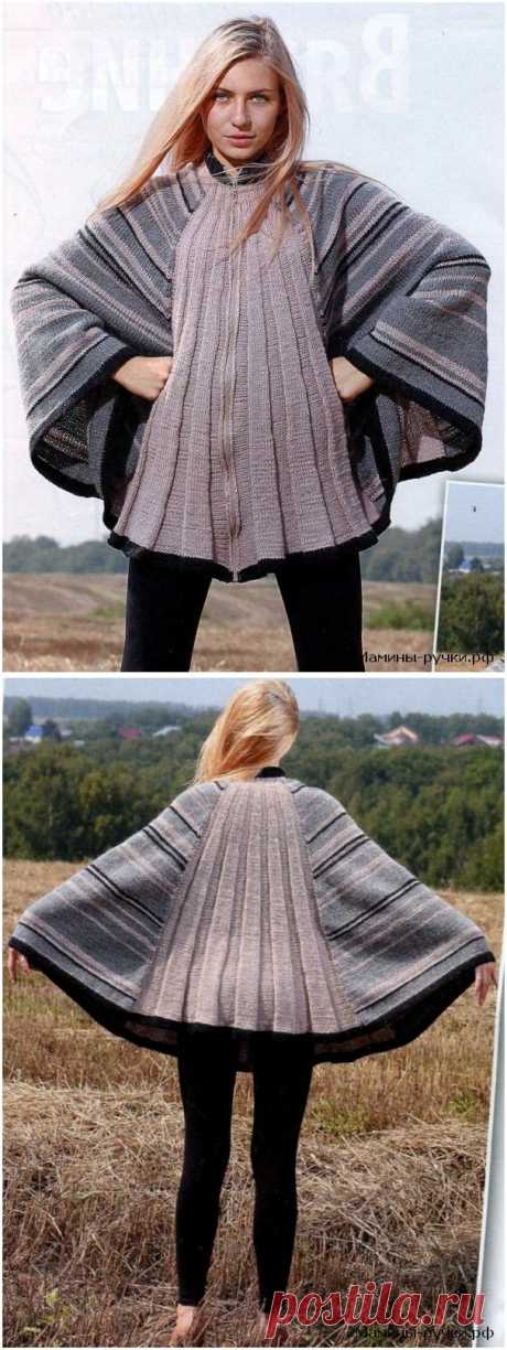 Вязаное спицами пончо на молнии (knitting poncho) | Мамины-ручки.рф