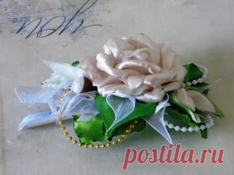 Заколка-стрела канзаши "Мадмуазель", мастер-класс