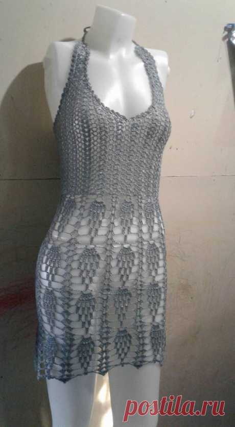 ถักชุดเดรสลายสับปะรด