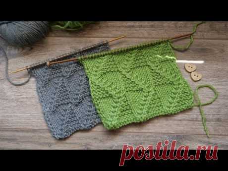 Узор из квадратов и зигзагов спицами ◩ Knitted square and zigzags pattern