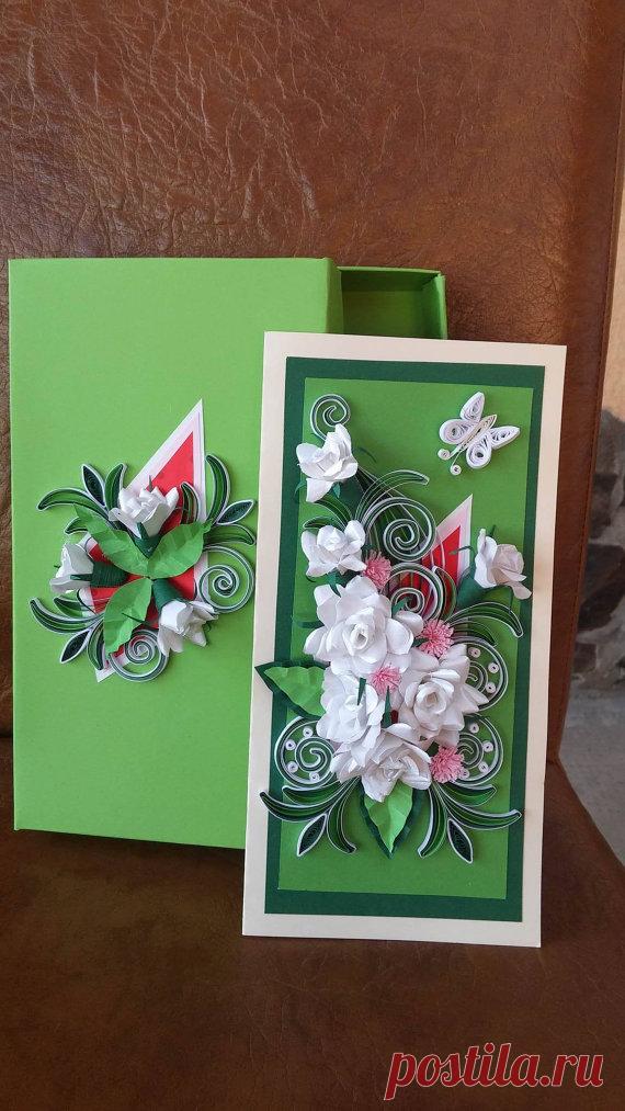Quilling card with box от Byushandmade на Etsy