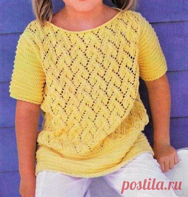 Летняя ажурная кофточка для девочки, связанная спицами | Идеи рукоделия | Яндекс Дзен