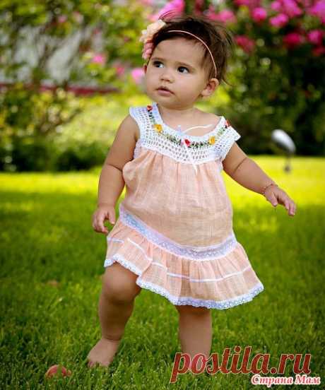 маленькое хлопковое платье - "Шью - вяжу - соединяю"))...или "Комбинированные вещи"...или "Сочетание вязания и шитья" - Страна Мам