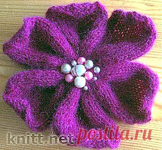 Сиреневый цветок спицами | knitt.net | Все о вязании