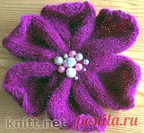Сиреневый цветок спицами | knitt.net | Все о вязании