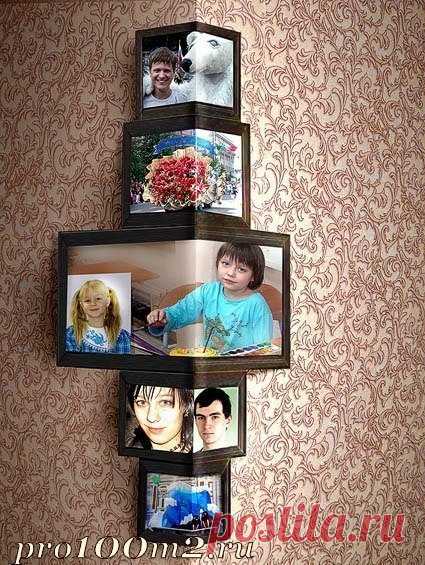 Интересная идея. Фотографии на углу стены.