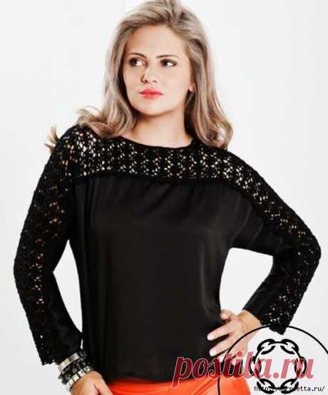 Crochetemoda: Blusa com Detalhe em Crochet