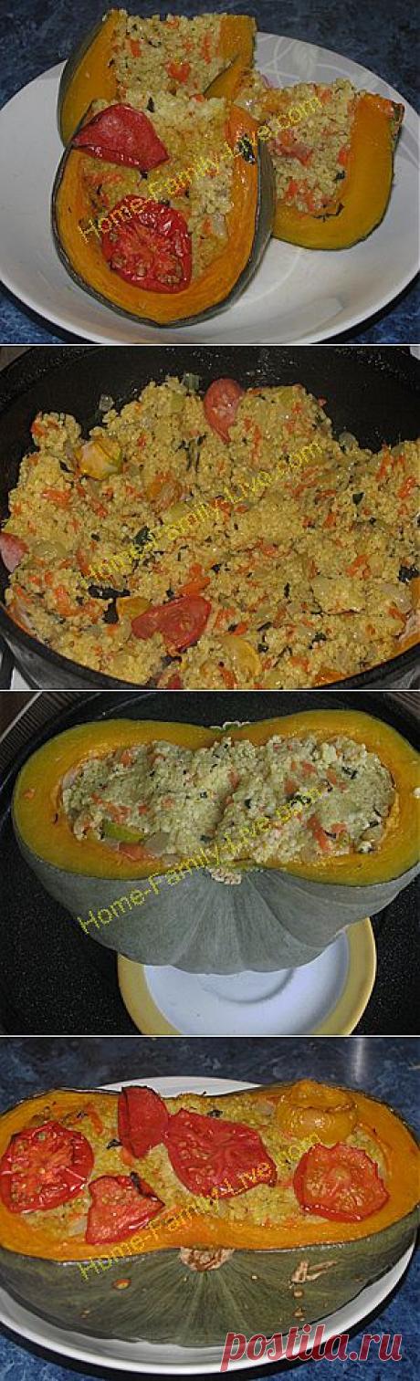 Кулинарные рецепты Тыква, фаршированная кашей - пошаговый фпторецепт - каша в тыкве