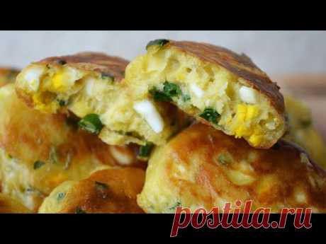 ВСЁ СМЕШАЛИ И ГОТОВО!Ленивые пирожки с яйцом и зеленым луком|Quick lazy egg and green onion patties