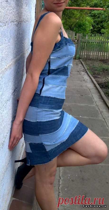 Шьем платье из старых джинсов. МК.