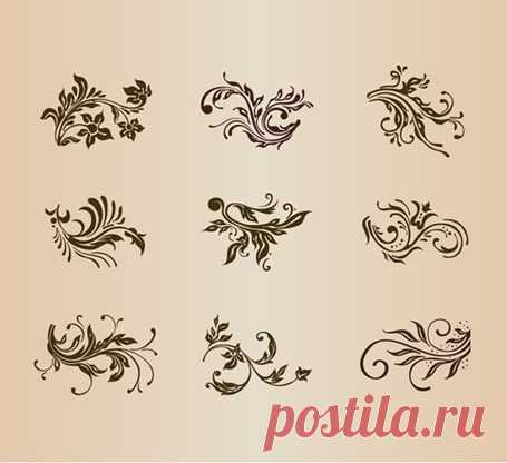 Набор векторных старинные цветочным орнаментом элементов для дизайна, Векторы - Clipart.me