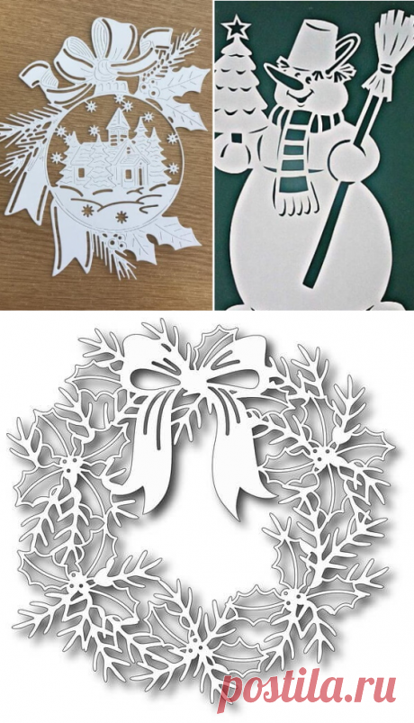Новогодние трафареты (вытынанки) для вырезания на окна