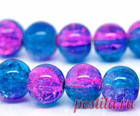DoreenBeads горячей 160 шт. Синий и Розовый Crackle Стеклянные Бусины 10 мм (B12249) купить в магазине DoreenBeads Finding Store на AliExpress